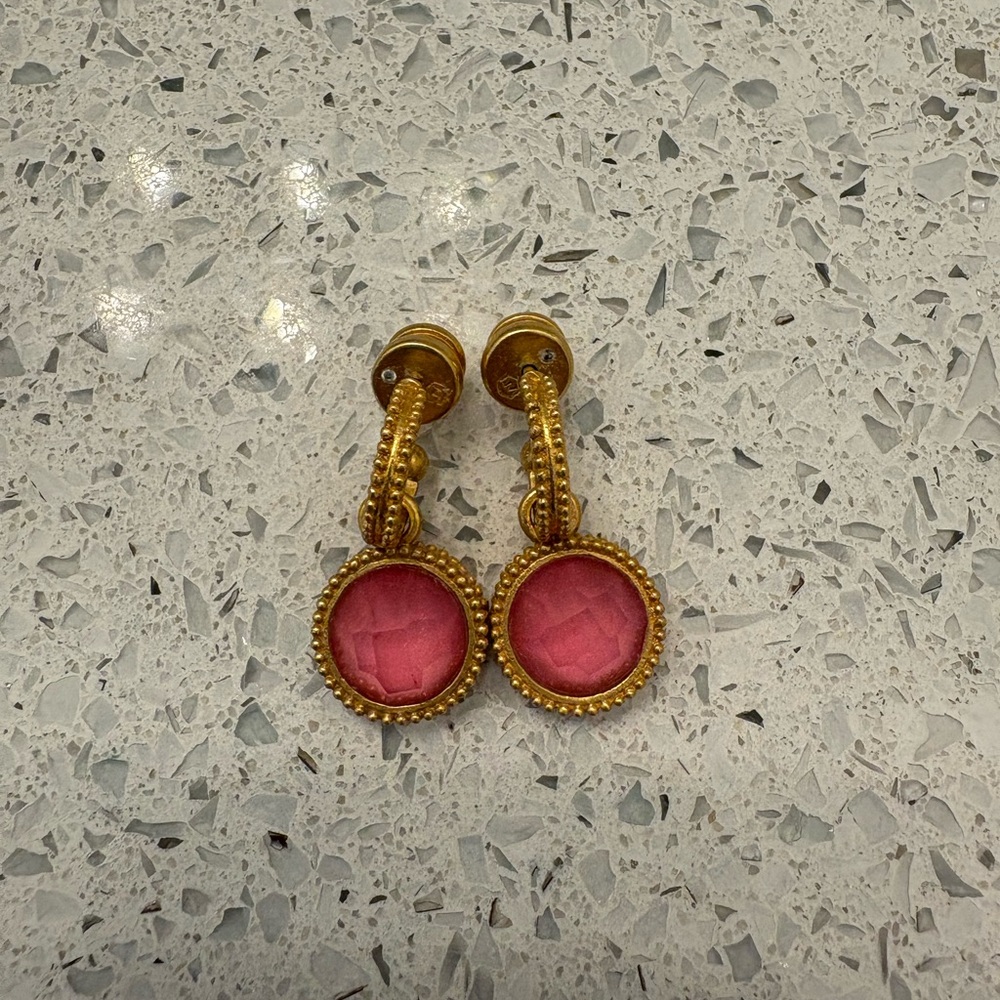 Julie Vos Gold and Pink Statement Earrings